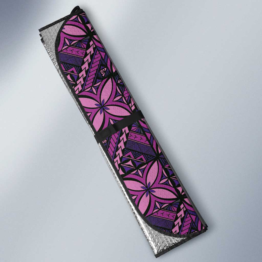 Samoan Pacific Tribal Flower Geometric Art Tattoos Auto Sun Shade Siapo Pattern Purple Haze - Polynesian Pride