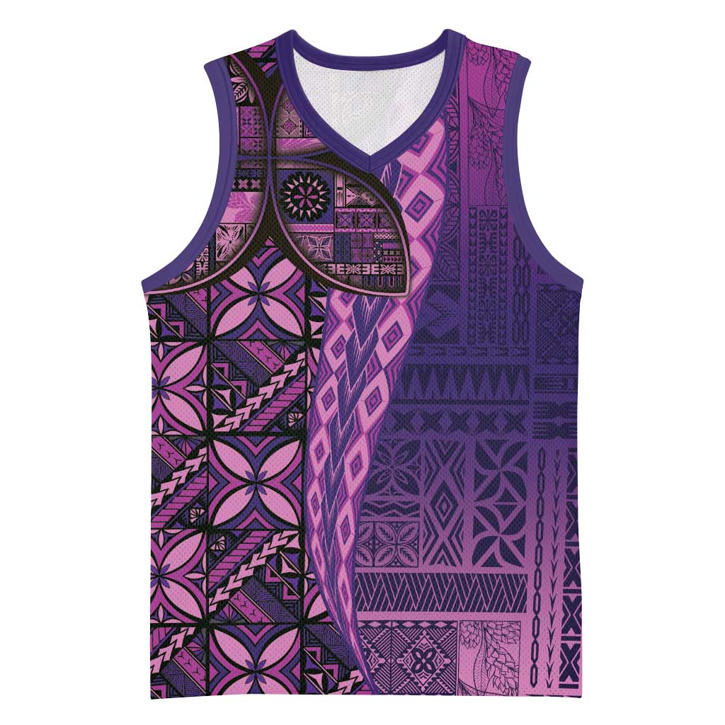 Samoan Pacific Tribal Flower Geometric Art Tattoos Basketball Jersey Siapo Pattern Purple Haze LT03 Unisex Purple - Polynesian Pride