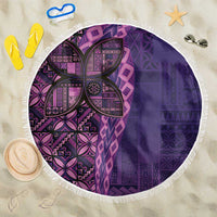 Samoan Pacific Tribal Flower Geometric Art Tattoos Beach Blanket Siapo Pattern Purple Haze LT03 One Size 150cm Purple - Polynesian Pride