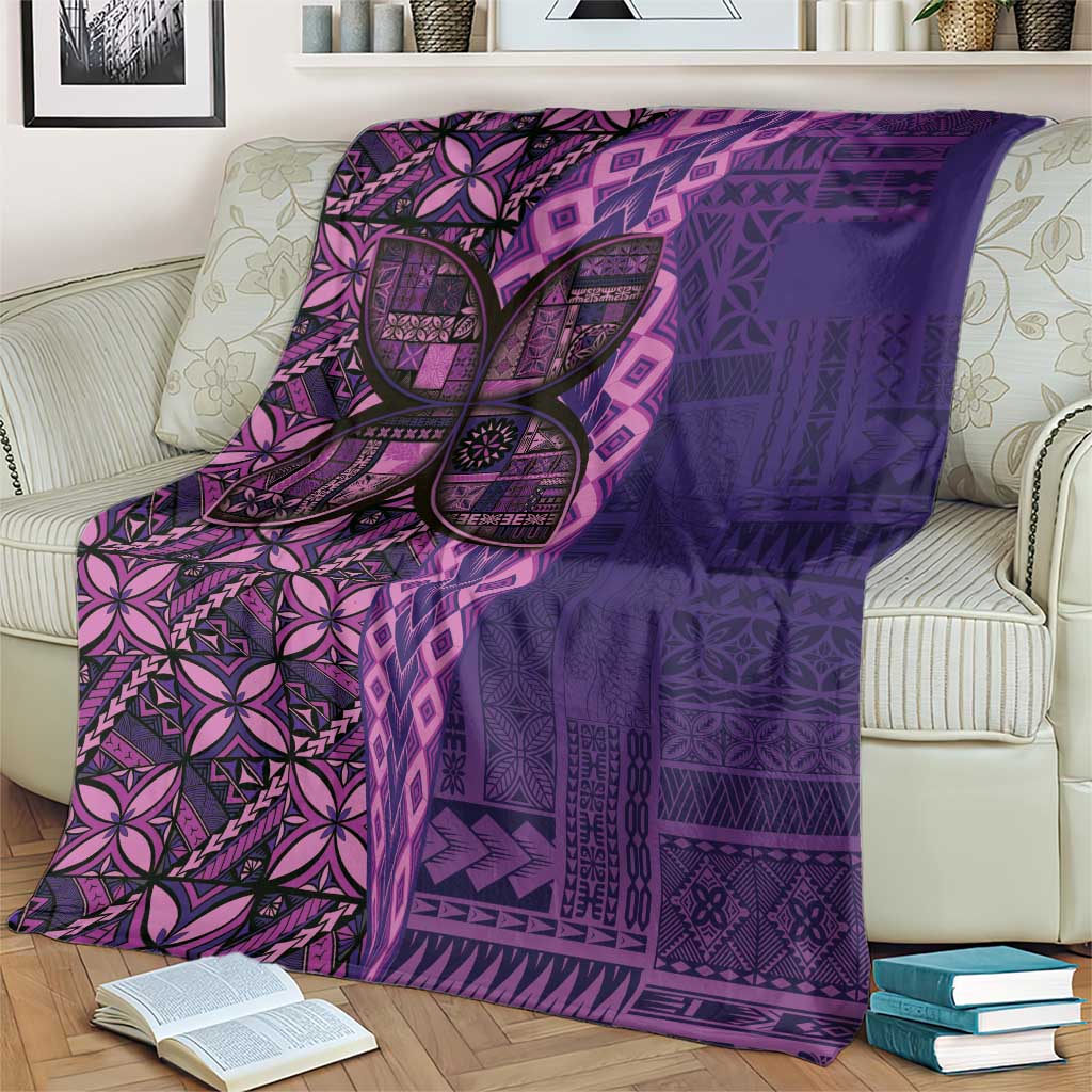 Samoan Pacific Tribal Flower Geometric Art Tattoos Blanket Siapo Pattern Purple Haze - Polynesian Pride