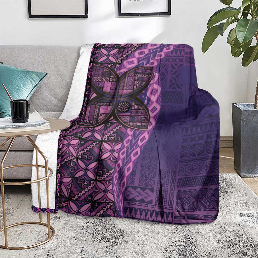 Samoan Pacific Tribal Flower Geometric Art Tattoos Blanket Siapo Pattern Purple Haze - Polynesian Pride