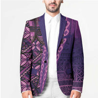 Samoan Pacific Tribal Flower Geometric Art Tattoos Blazer Siapo Pattern Purple Haze - Polynesian Pride