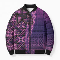Samoan Pacific Tribal Flower Geometric Art Tattoos Bomber Puffer Jacket Siapo Pattern Purple Haze LT03 Purple - Polynesian Pride