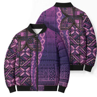 Samoan Pacific Tribal Flower Geometric Art Tattoos Bomber Puffer Jacket Siapo Pattern Purple Haze LT03 - Polynesian Pride