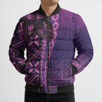 Samoan Pacific Tribal Flower Geometric Art Tattoos Bomber Puffer Jacket Siapo Pattern Purple Haze LT03 - Polynesian Pride