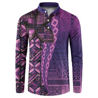 Samoan Pacific Tribal Flower Geometric Art Tattoos Button Sweatshirt Siapo Pattern Purple Haze LT03 Purple - Polynesian Pride