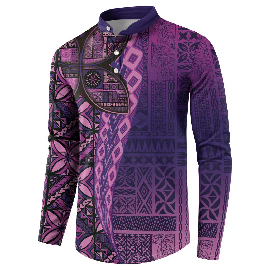Samoan Pacific Tribal Flower Geometric Art Tattoos Button Sweatshirt Siapo Pattern Purple Haze LT03 - Polynesian Pride