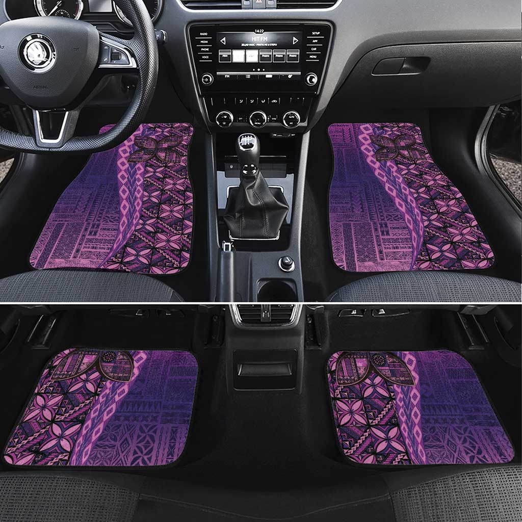 Samoan Pacific Tribal Flower Geometric Art Tattoos Car Mats Siapo Pattern Purple Haze LT03 Set 4pcs Purple - Polynesian Pride