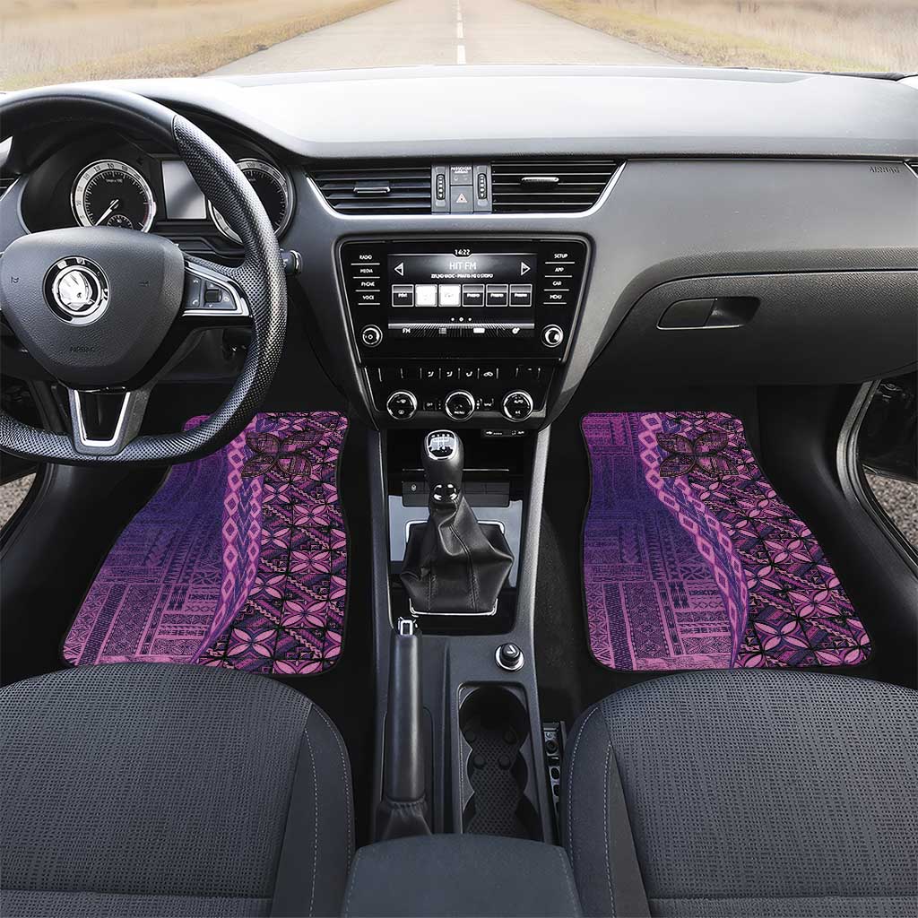 Samoan Pacific Tribal Flower Geometric Art Tattoos Car Mats Siapo Pattern Purple Haze LT03 Set 2pcs - Front Purple - Polynesian Pride