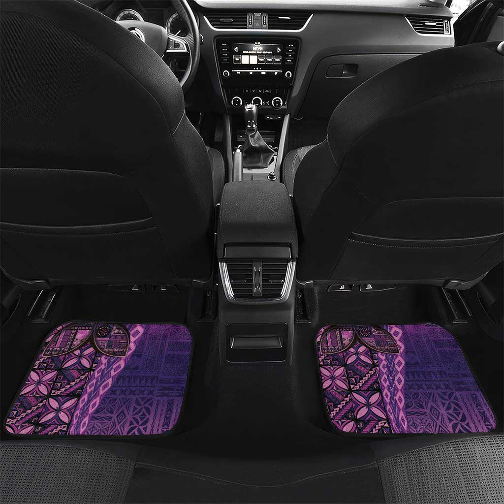 Samoan Pacific Tribal Flower Geometric Art Tattoos Car Mats Siapo Pattern Purple Haze LT03 Set 2pcs - Back Purple - Polynesian Pride