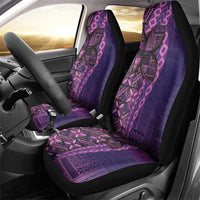 Samoan Pacific Tribal Flower Geometric Art Tattoos Car Seat Cover Siapo Pattern Purple Haze - Polynesian Pride