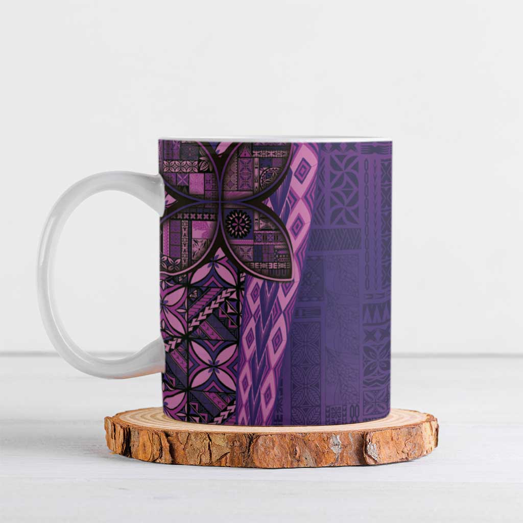 Samoan Pacific Tribal Flower Geometric Art Tattoos Ceramic Mug Siapo Pattern Purple Haze - Polynesian Pride