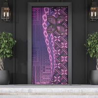 Samoan Pacific Tribal Flower Geometric Art Tattoos Door Cover Siapo Pattern Purple Haze - Polynesian Pride