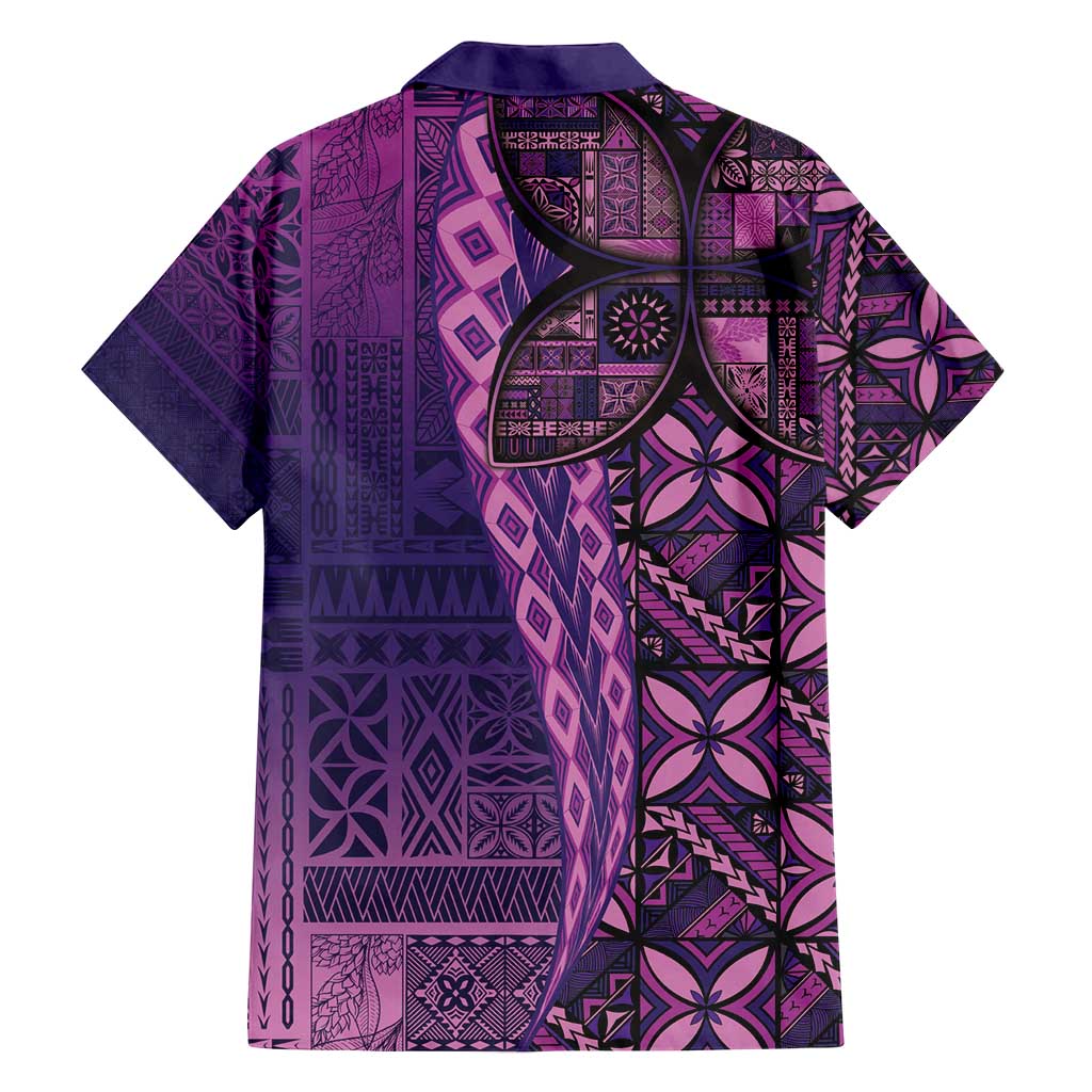 Samoan Pacific Tribal Flower Geometric Art Tattoos Family Matching Summer Maxi Dress and Hawaiian Shirt Siapo Pattern Purple Haze - Polynesian Pride
