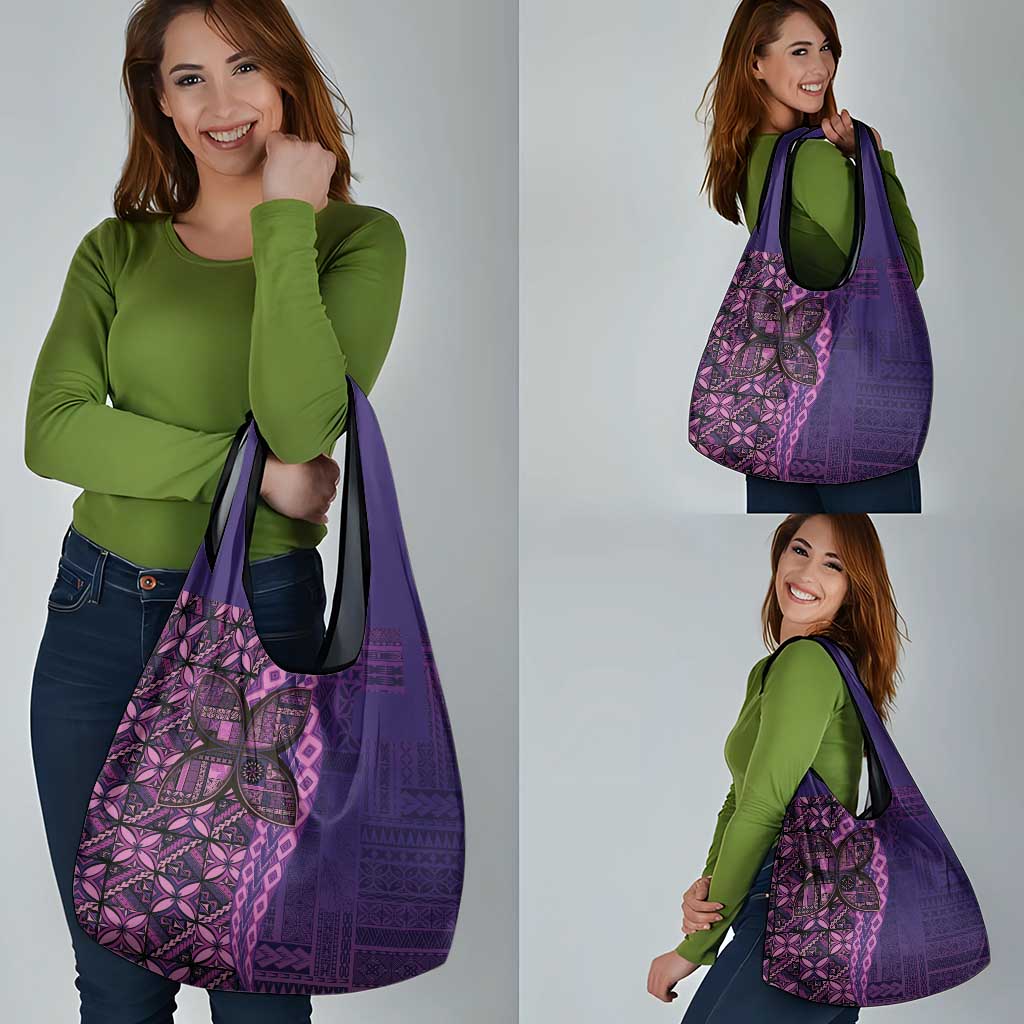 Samoan Pacific Tribal Flower Geometric Art Tattoos Grocery Bag Siapo Pattern Purple Haze LT03 - Polynesian Pride