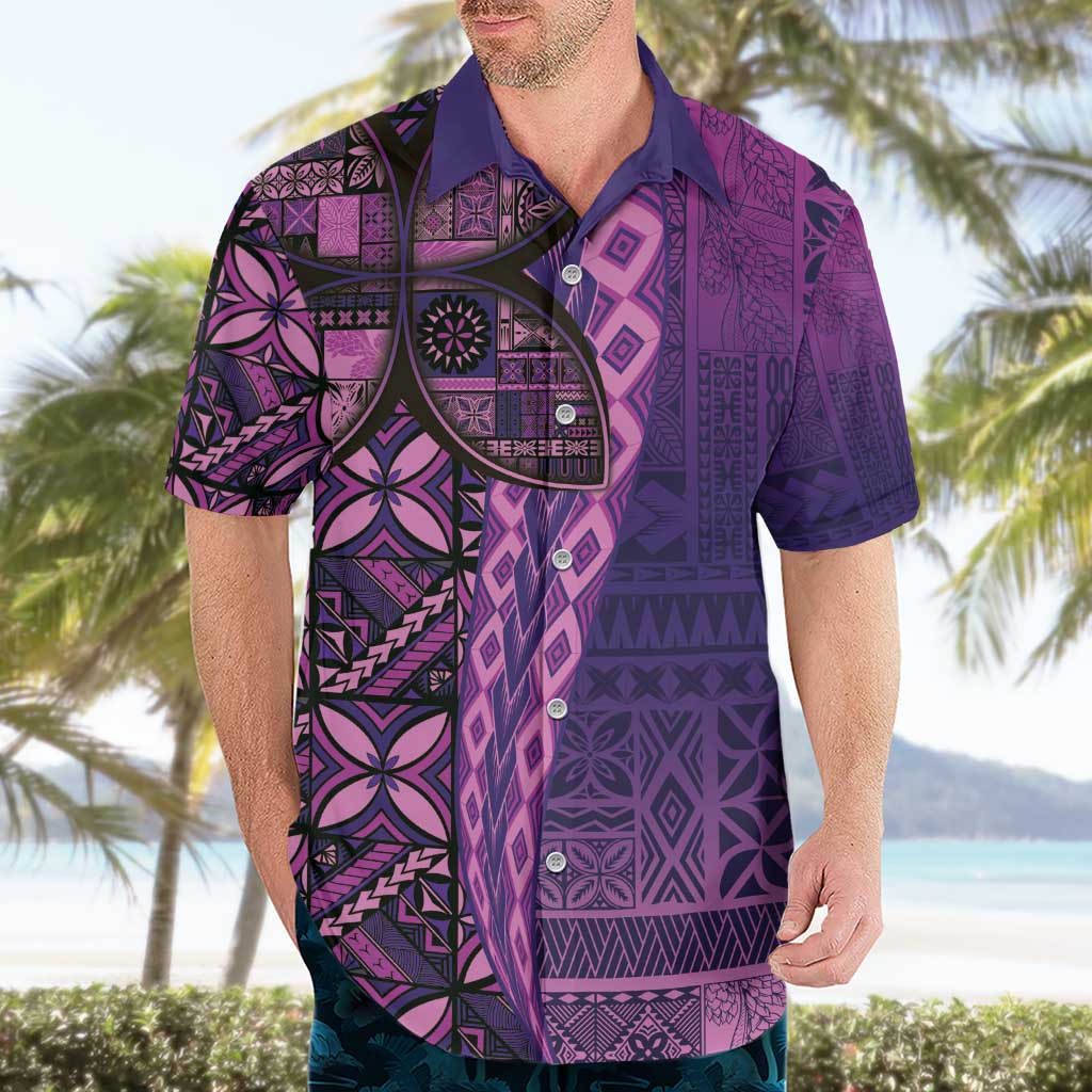 Samoan Pacific Tribal Flower Geometric Art Tattoos Hawaiian Shirt Siapo Pattern Purple Haze LT03 - Polynesian Pride