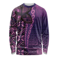 Samoan Pacific Tribal Flower Geometric Art Tattoos Long Sleeve Shirt Siapo Pattern Purple Haze LT03 Unisex Purple - Polynesian Pride