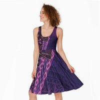 Samoan Pacific Tribal Flower Geometric Art Tattoos Midi Dress Siapo Pattern Purple Haze - Polynesian Pride