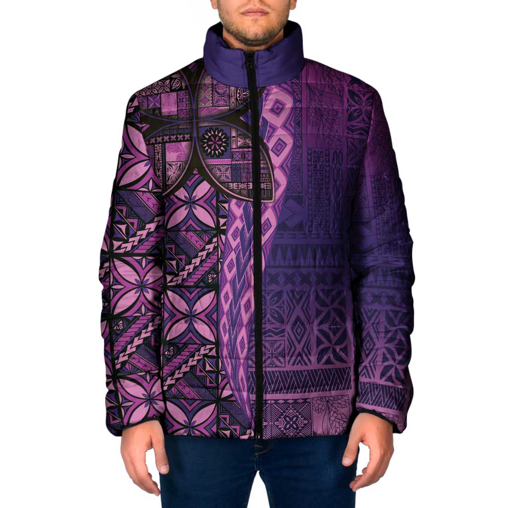 Samoan Pacific Tribal Flower Geometric Art Tattoos Padded Jacket Siapo Pattern Purple Haze LT03 Purple - Polynesian Pride