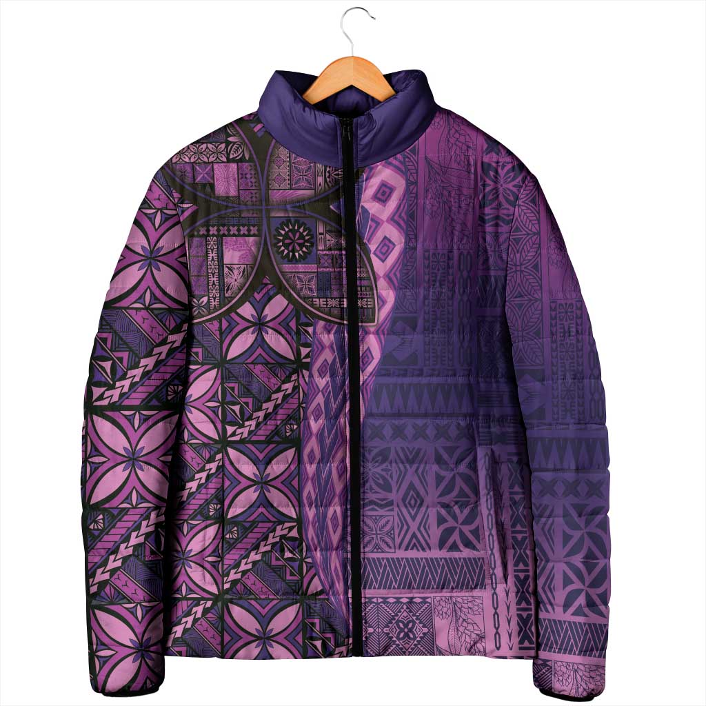 Samoan Pacific Tribal Flower Geometric Art Tattoos Padded Jacket Siapo Pattern Purple Haze LT03 - Polynesian Pride