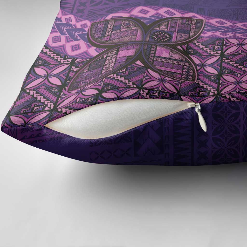 Samoan Pacific Tribal Flower Geometric Art Tattoos Pillow Cover Siapo Pattern Purple Haze - Polynesian Pride