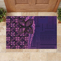 Samoan Pacific Tribal Flower Geometric Art Tattoos Rubber Doormat Siapo Pattern Purple Haze LT03 Purple - Polynesian Pride