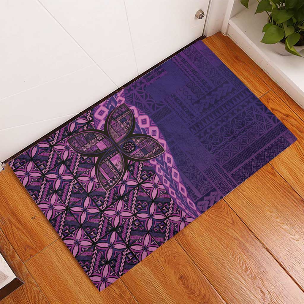 Samoan Pacific Tribal Flower Geometric Art Tattoos Rubber Doormat Siapo Pattern Purple Haze LT03 - Polynesian Pride
