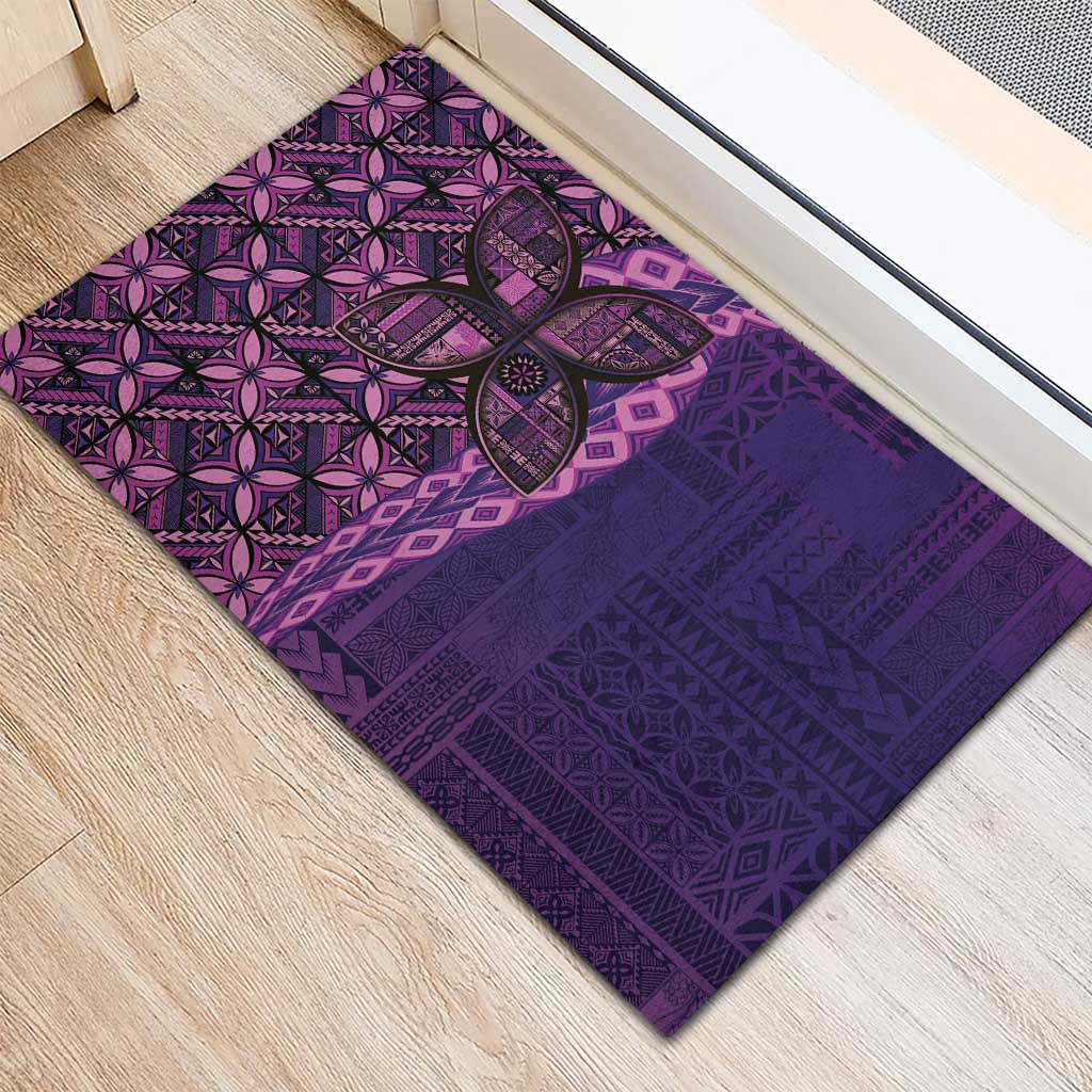 Samoan Pacific Tribal Flower Geometric Art Tattoos Rubber Doormat Siapo Pattern Purple Haze LT03 - Polynesian Pride