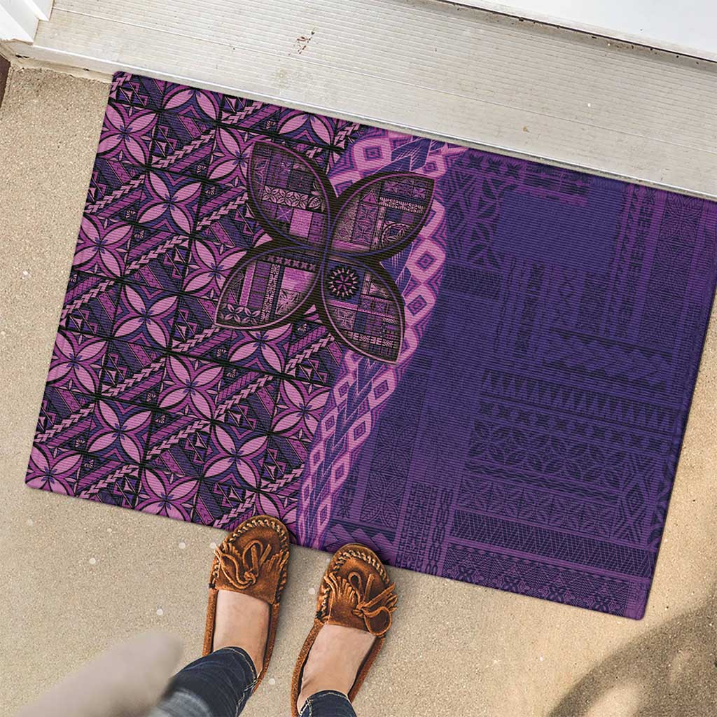 Samoan Pacific Tribal Flower Geometric Art Tattoos Rubber Doormat Siapo Pattern Purple Haze LT03 - Polynesian Pride