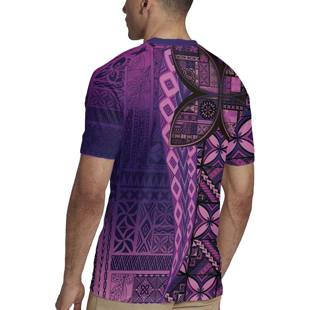 Samoan Pacific Tribal Flower Geometric Art Tattoos Rugby Jersey Siapo Pattern Purple Haze LT03 - Polynesian Pride