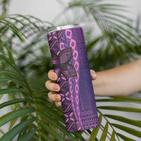 Samoan Pacific Tribal Flower Geometric Art Tattoos Skinny Tumbler Siapo Pattern Purple Haze - Polynesian Pride