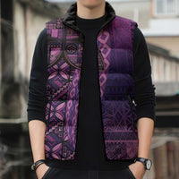 Samoan Pacific Tribal Flower Geometric Art Tattoos Sleeveless Puffer Jacket Siapo Pattern Purple Haze LT03 - Polynesian Pride
