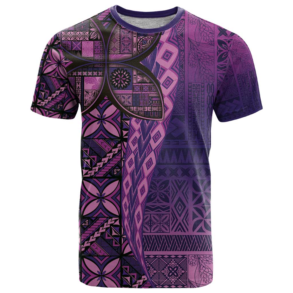 Samoan Pacific Tribal Flower Geometric Art Tattoos T Shirt Siapo Pattern Purple Haze - Polynesian Pride