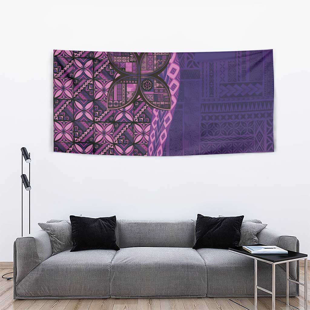 Samoan Pacific Tribal Flower Geometric Art Tattoos Tapestry Siapo Pattern Purple Haze - Polynesian Pride
