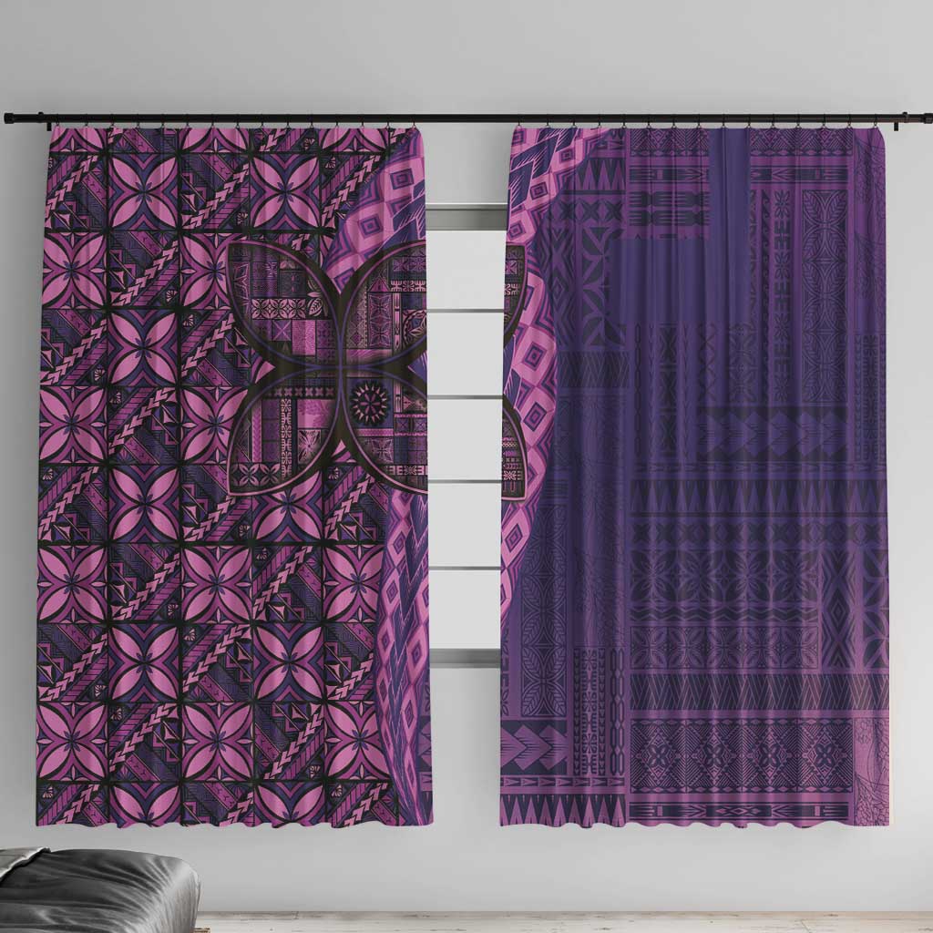 Samoan Pacific Tribal Flower Geometric Art Tattoos Window Curtain Siapo Pattern Purple Haze - Polynesian Pride