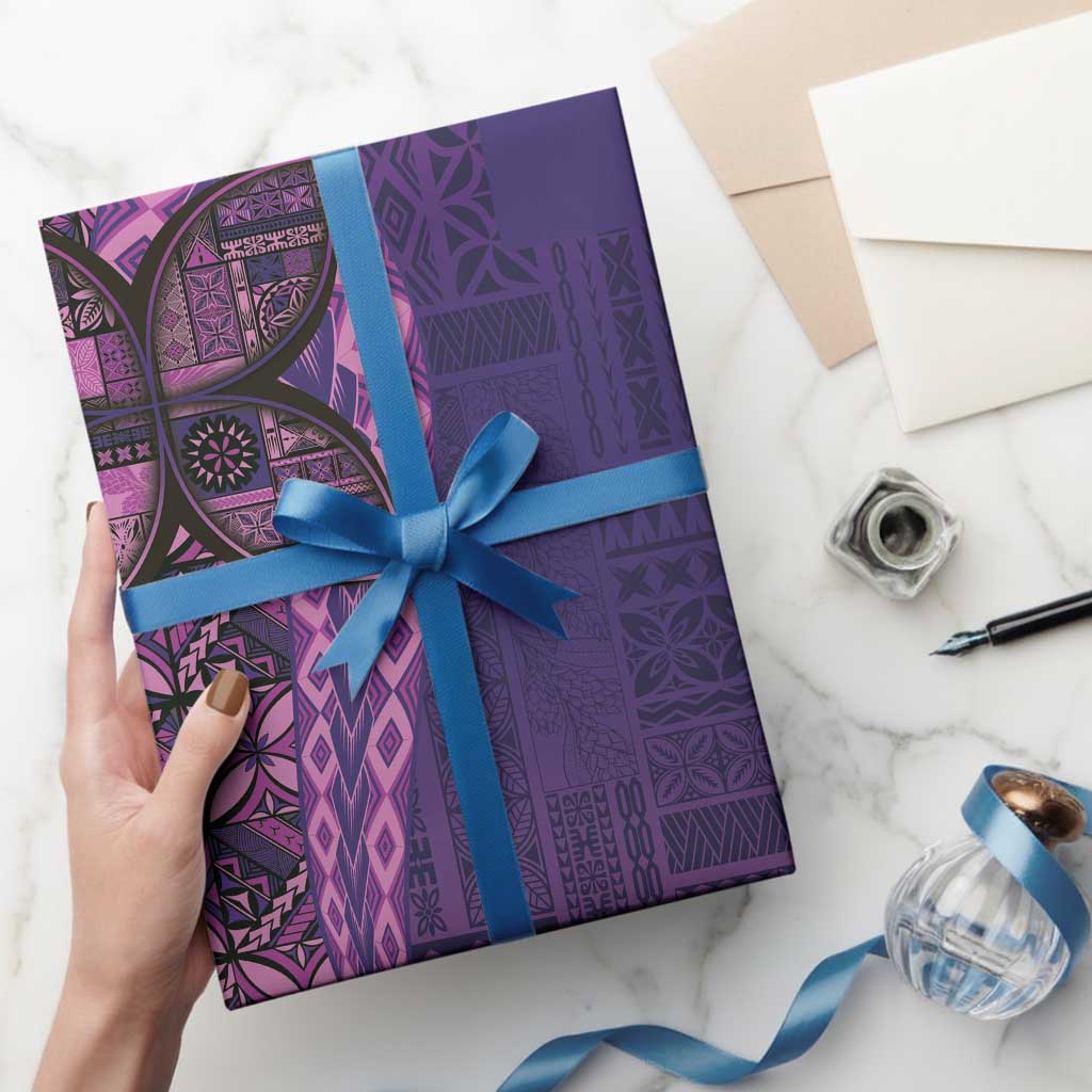 Samoan Pacific Tribal Flower Geometric Art Tattoos Wrapping Paper Siapo Pattern Purple Haze LT03 - Polynesian Pride