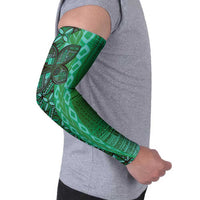 Samoan Pacific Tribal Flower Geometric Art Tattoos Arm Sleeves Siapo Pattern Emerald Glow LT03 - Polynesian Pride