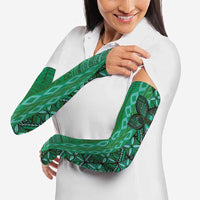 Samoan Pacific Tribal Flower Geometric Art Tattoos Arm Sleeves Siapo Pattern Emerald Glow LT03 - Polynesian Pride