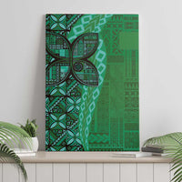 Samoan Pacific Tribal Flower Geometric Art Tattoos Canvas Wall Art Siapo Pattern Emerald Glow LT03 - Polynesian Pride
