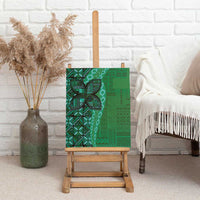 Samoan Pacific Tribal Flower Geometric Art Tattoos Canvas Wall Art Siapo Pattern Emerald Glow LT03 - Polynesian Pride