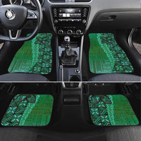 Samoan Pacific Tribal Flower Geometric Art Tattoos Car Mats Siapo Pattern Emerald Glow LT03 Set 4pcs Green - Polynesian Pride