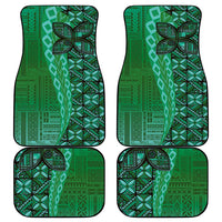 Samoan Pacific Tribal Flower Geometric Art Tattoos Car Mats Siapo Pattern Emerald Glow LT03 - Polynesian Pride