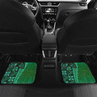 Samoan Pacific Tribal Flower Geometric Art Tattoos Car Mats Siapo Pattern Emerald Glow LT03 Set 2pcs - Back Green - Polynesian Pride