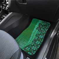 Samoan Pacific Tribal Flower Geometric Art Tattoos Car Mats Siapo Pattern Emerald Glow LT03 - Polynesian Pride