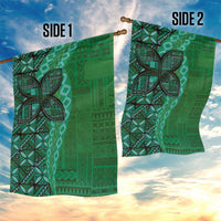 Samoan Pacific Tribal Flower Geometric Art Tattoos Garden Flag Siapo Pattern Emerald Glow - Polynesian Pride