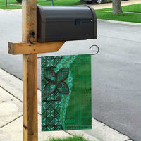 Samoan Pacific Tribal Flower Geometric Art Tattoos Garden Flag Siapo Pattern Emerald Glow - Polynesian Pride