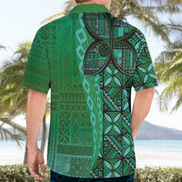 Samoan Pacific Tribal Flower Geometric Art Tattoos Hawaiian Shirt Siapo Pattern Emerald Glow LT03 - Polynesian Pride
