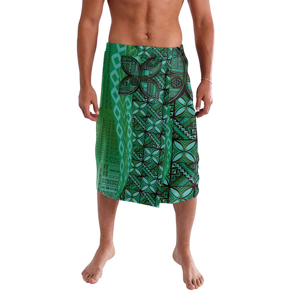 Samoan Pacific Tribal Flower Geometric Art Tattoos Lavalava Siapo Pattern Emerald Glow - Polynesian Pride