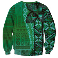 Samoan Pacific Tribal Flower Geometric Art Tattoos Sweatshirt Siapo Pattern Emerald Glow LT03 - Polynesian Pride
