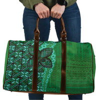Samoan Pacific Tribal Flower Geometric Art Tattoos Travel Bag Siapo Pattern Emerald Glow - Polynesian Pride